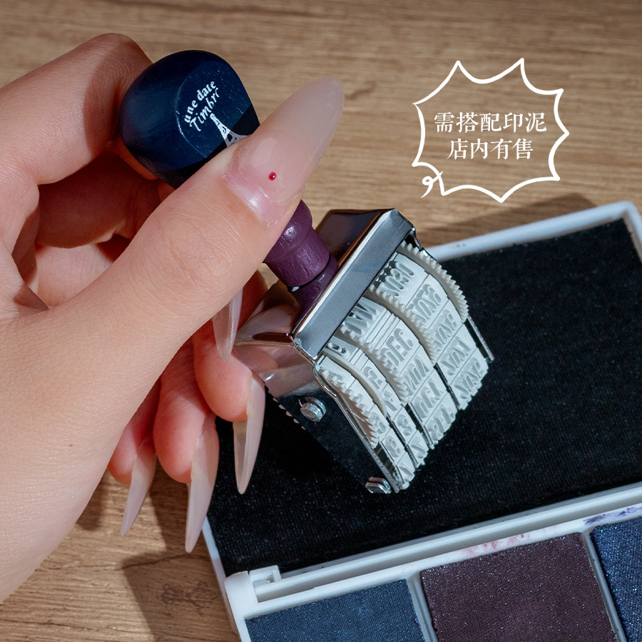 1Pcs Retro Wooden Roller Date  - đánh giá và giá Rubber Date Stamp