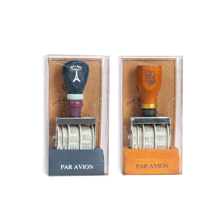 1Pcs Retro Wooden Roller Date  - đánh giá và giá Rubber Date Stamp